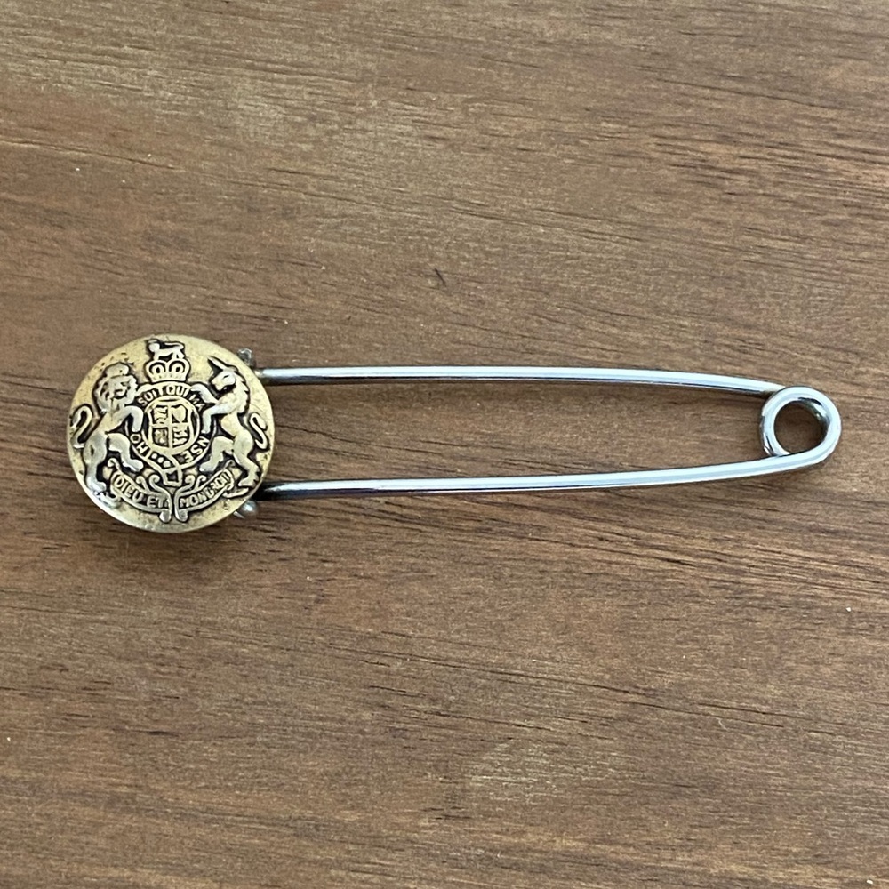 Antique British military uniform button pin early 1920's royal crest